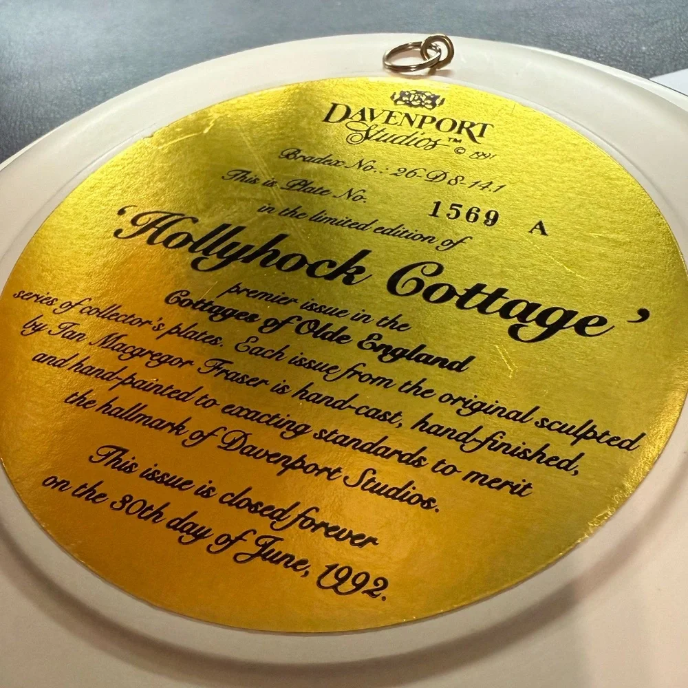 DAVENPORT STUDIOS “Hollyhock Cottage” Collector Plate #1569A